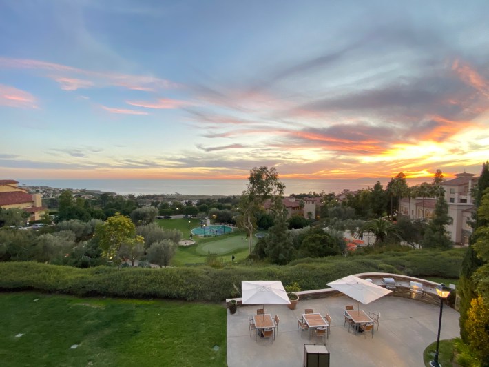 Stunning views of the grounds at sunset at the Marriot Newport Coast Villas. Photo credit: Patty Schmidt Photography