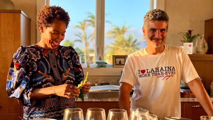 Chef Michele and Quiana in the kitchen at home.