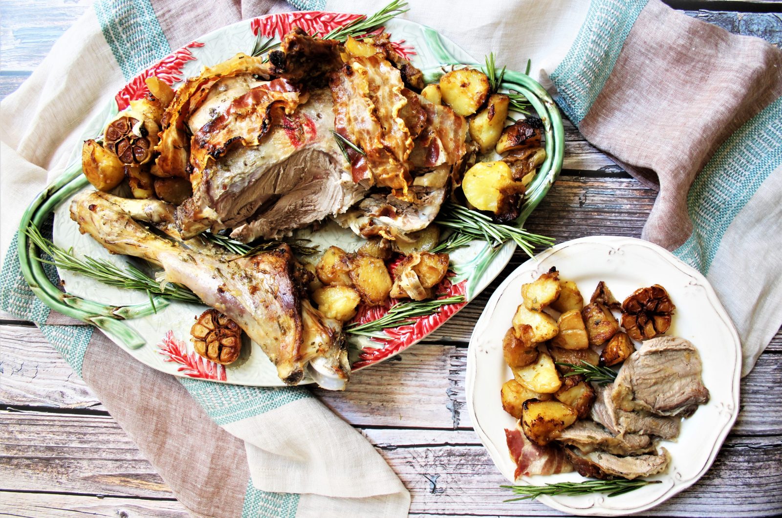 Roast Lamb with Pancetta and Potatoes