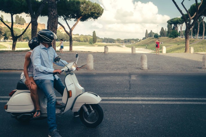 Vespa riders near Circo Massimo Rome scenic countryside tour