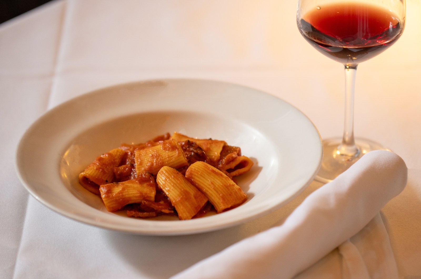 Rigatoni Amatriciana with Guanciale, Tomato and Pecorino