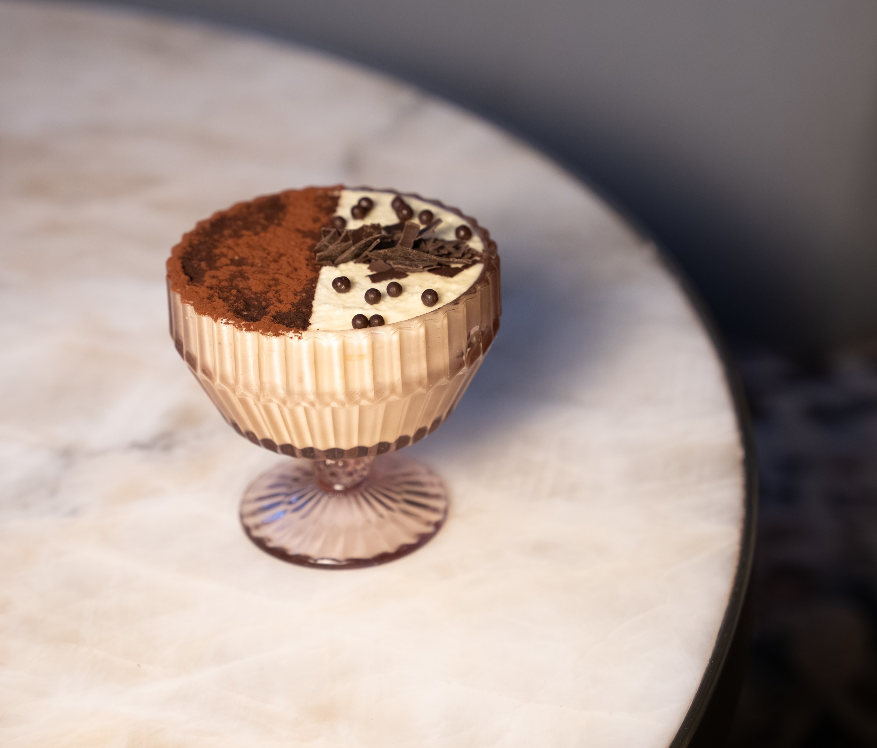 A close look at the balance of cocoa, mascarpone, and chocolate that defines the dish.