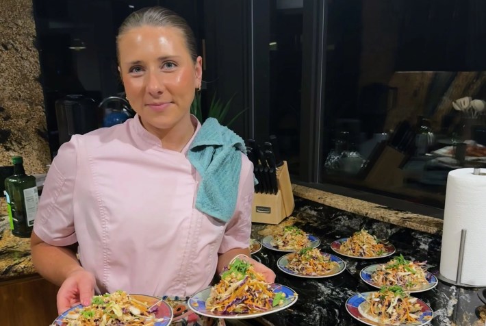 Chef Jane Olivia works with seasonal produce while preparing meals for retreats and private clients.