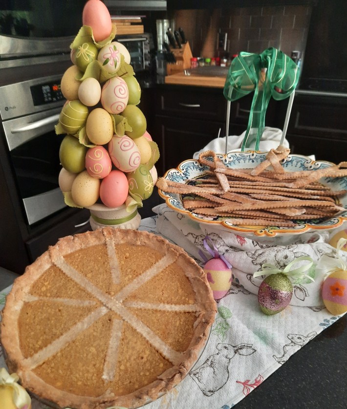 Caption: Easter treats and ribbon cookies