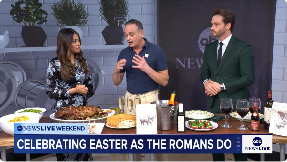 Andrew Cotto, center, with ABC News Live co-hosts Morgan Norwood and Andrew Dymburt.