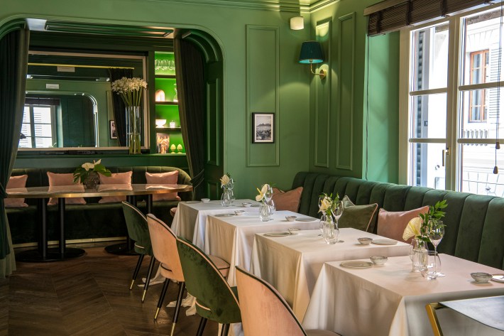 The dining area of Luca's Restaurant within La Gemma Hotel in Florence.