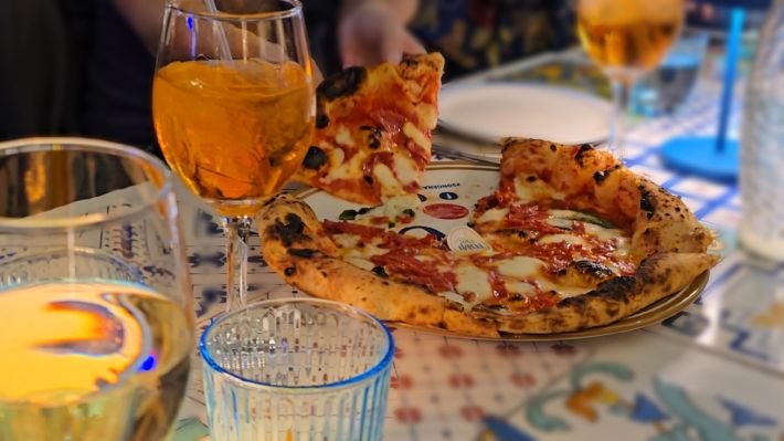Pizza and drinks were served throughout the "In the Name of the Pizza" event.
