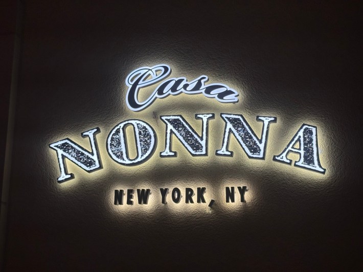 The signage outside of Casa Nonna restaurant in the Ritz Carlton Aruba