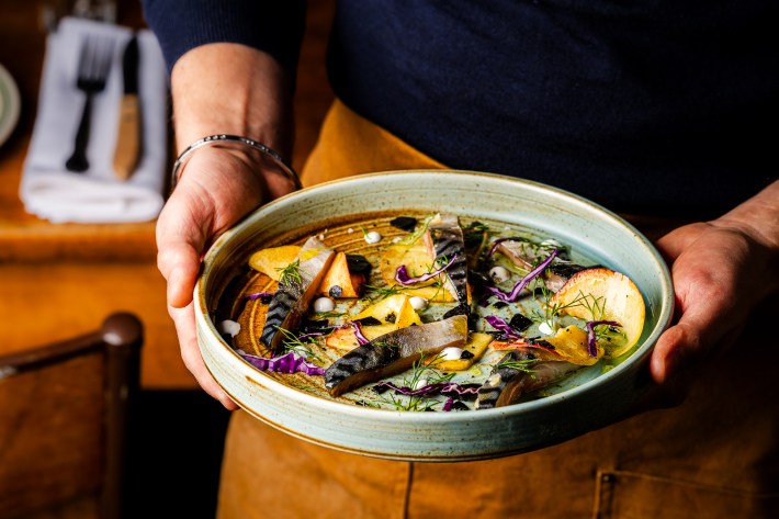 Seafood dish served at Clementina gluten-free Italian restaurant in San Francisco. Photo by Albert Law.