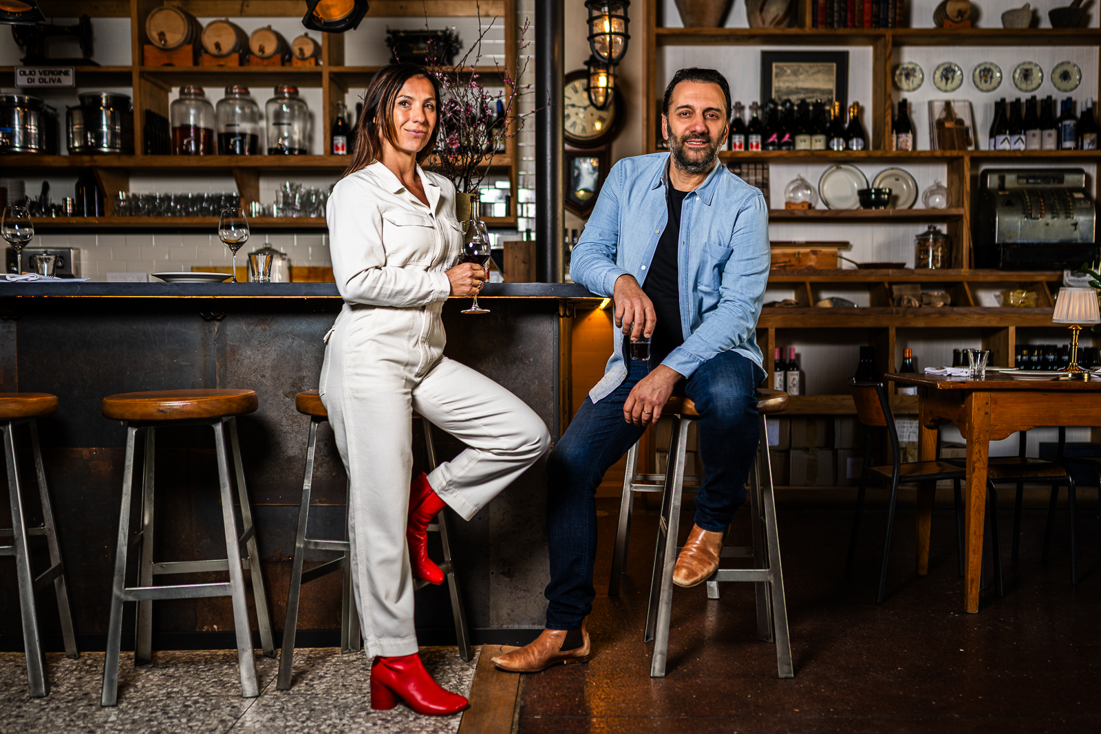 Viviana Devoto and Gianluca Legrottaglie inside Clementina, a gluten-free Italian trattoria in San Francisco. Photo by Albert Law.