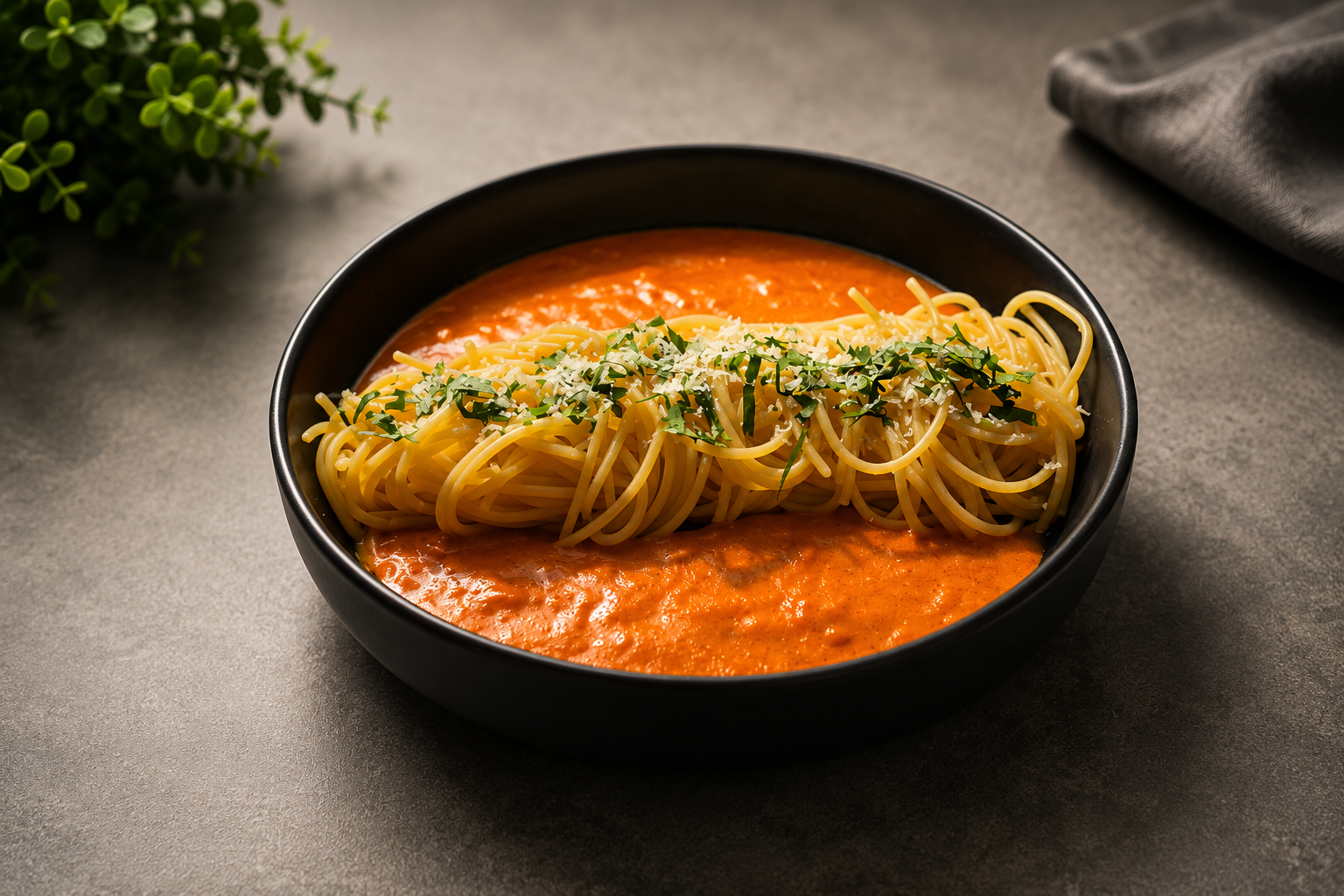 Spaghetti al Makhani by Chef Ankish Shetty.