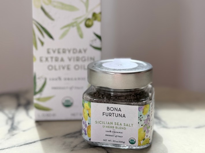 Everyday Extra Virgin Olive Oil and Sicilian Sea Salt from Bona Furtuna.