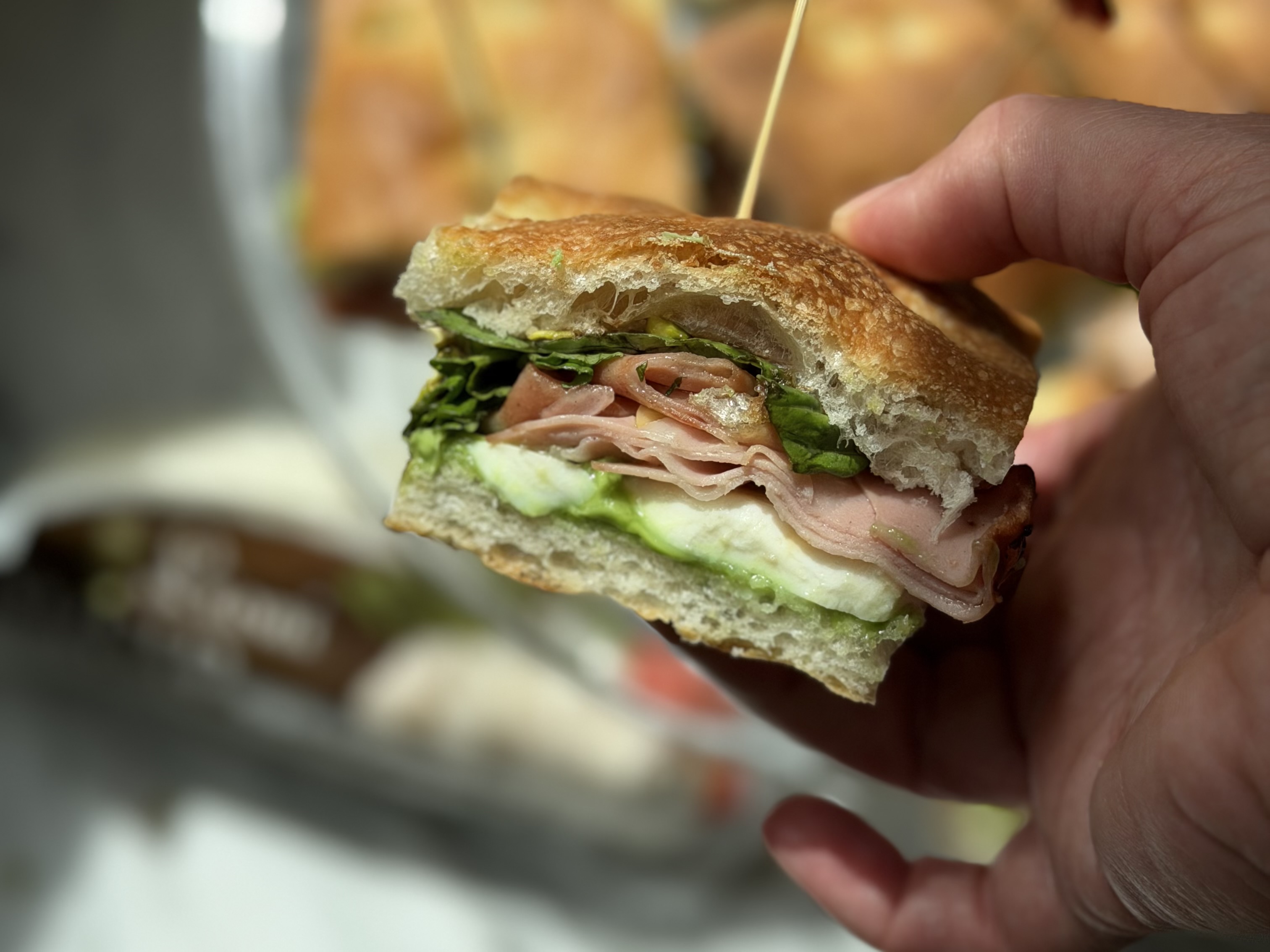Grilled mortadella and mozzarella sandwich by Joanna Moeller.