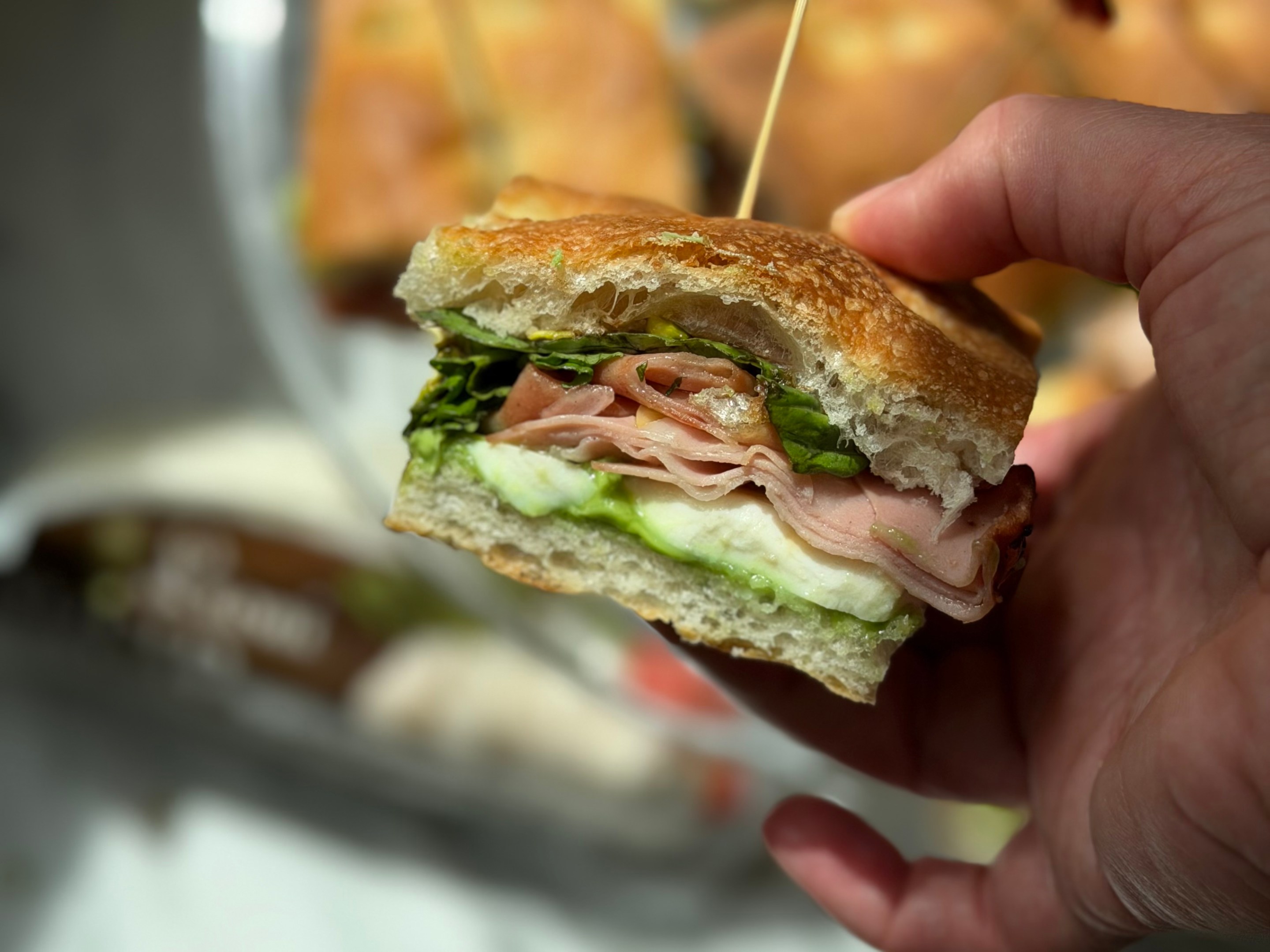 Grilled mortadella and mozzarella sandwich by Joanna Moeller.