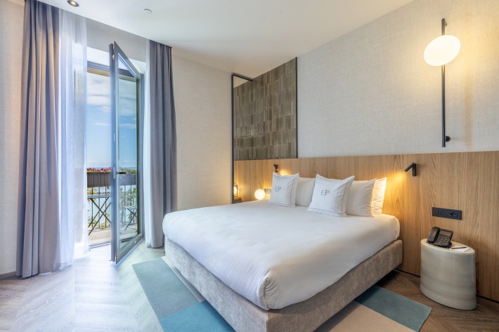 Guest room at Europa Palace Hotel in Sanremo overlooking the sea