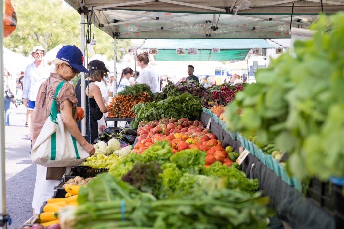Seasonal and local vegetables at a Union Square Farmer's Market stand.