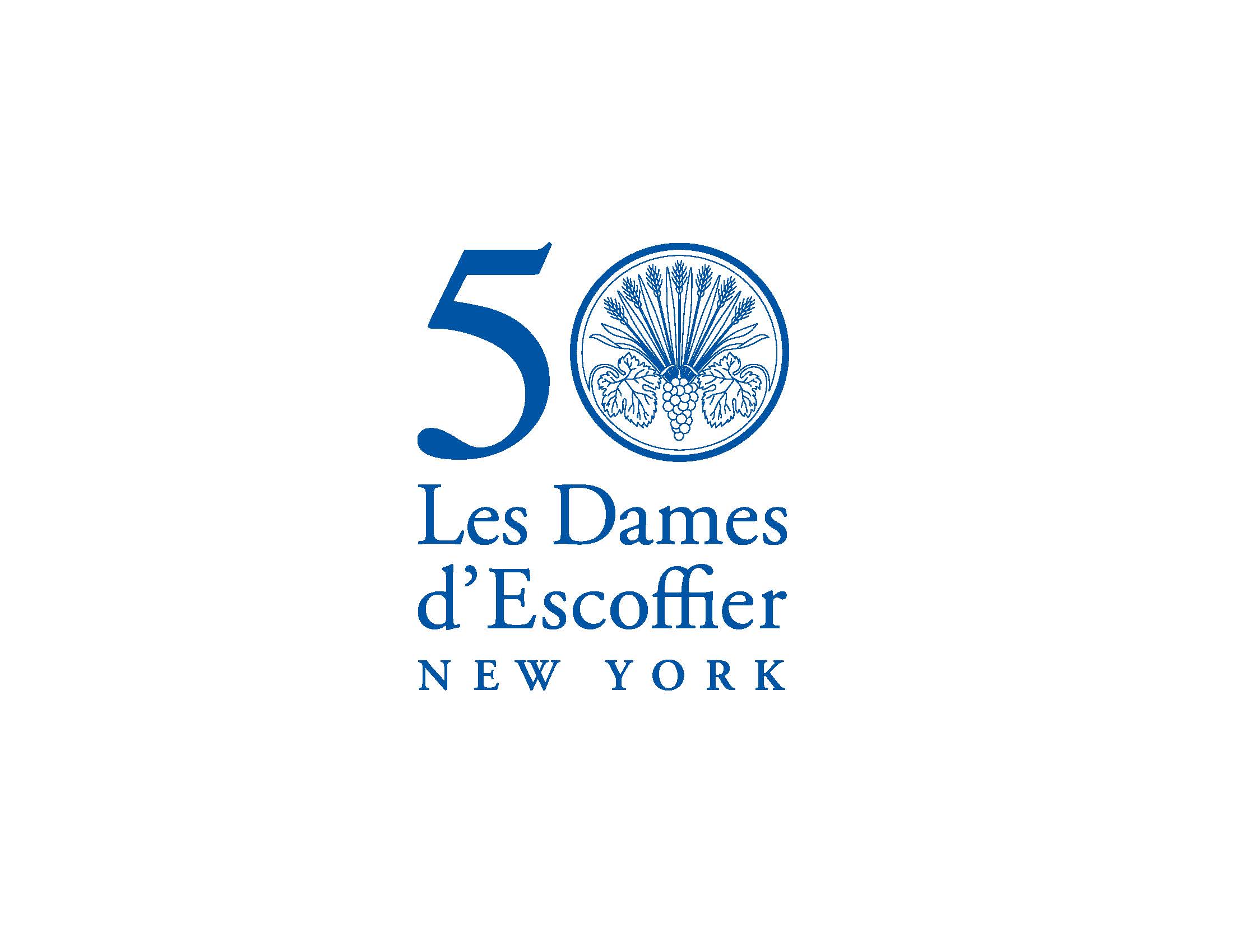 Logo marking the 50th anniversary of Les Dames d’Escoffier New York.