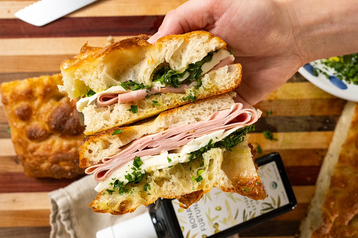 Mortadella on Focaccia by Vinny DelGuidice.