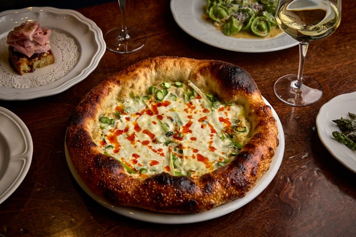 Wood-fired asparagus and burrata pizza at Alla Vita restaurant in Nashville