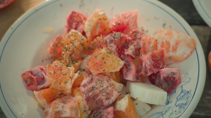 Sicilian blood orange salad with fennel and herbs.