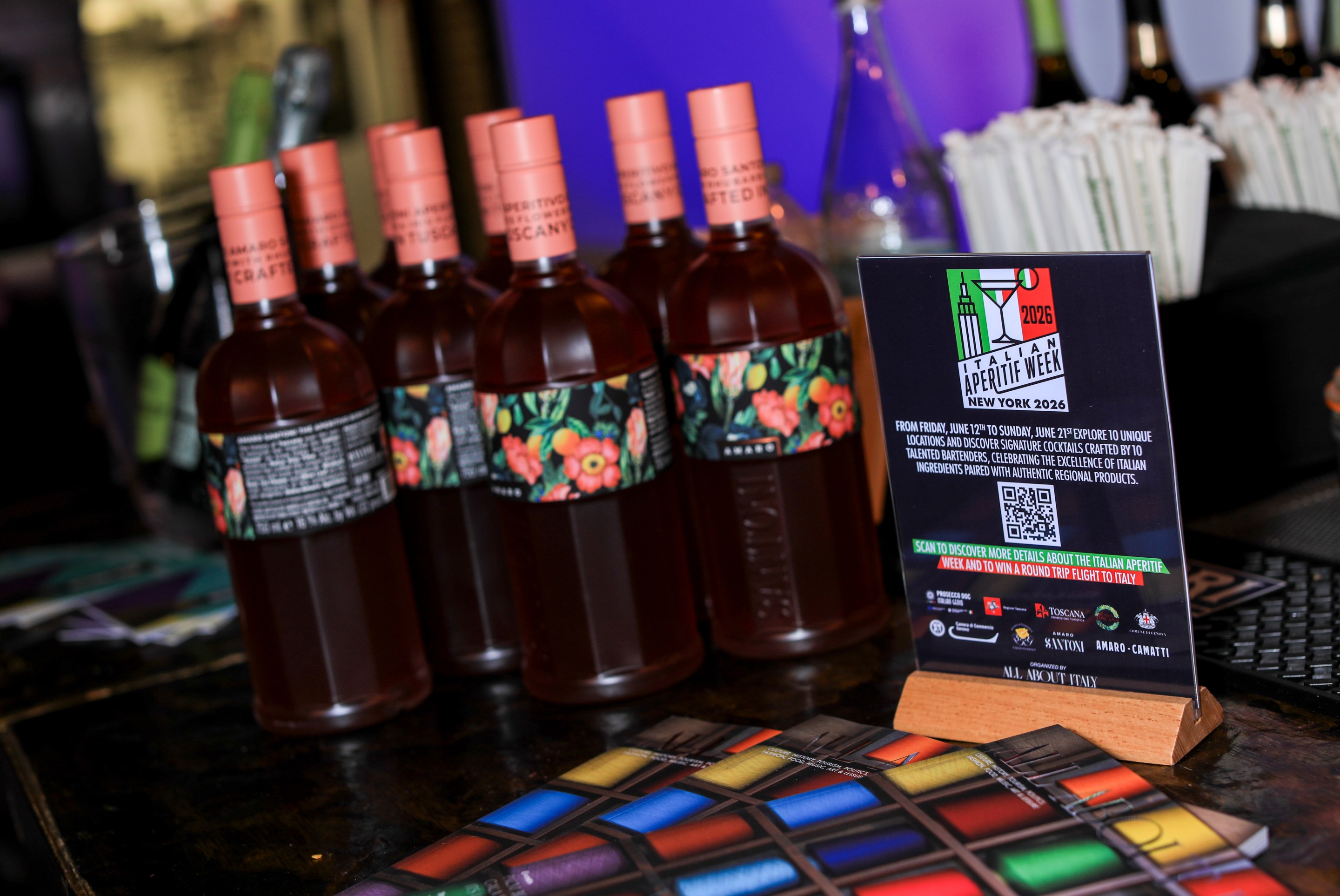Bottles displayed at Italian Aperitif Week 2026 in New York.