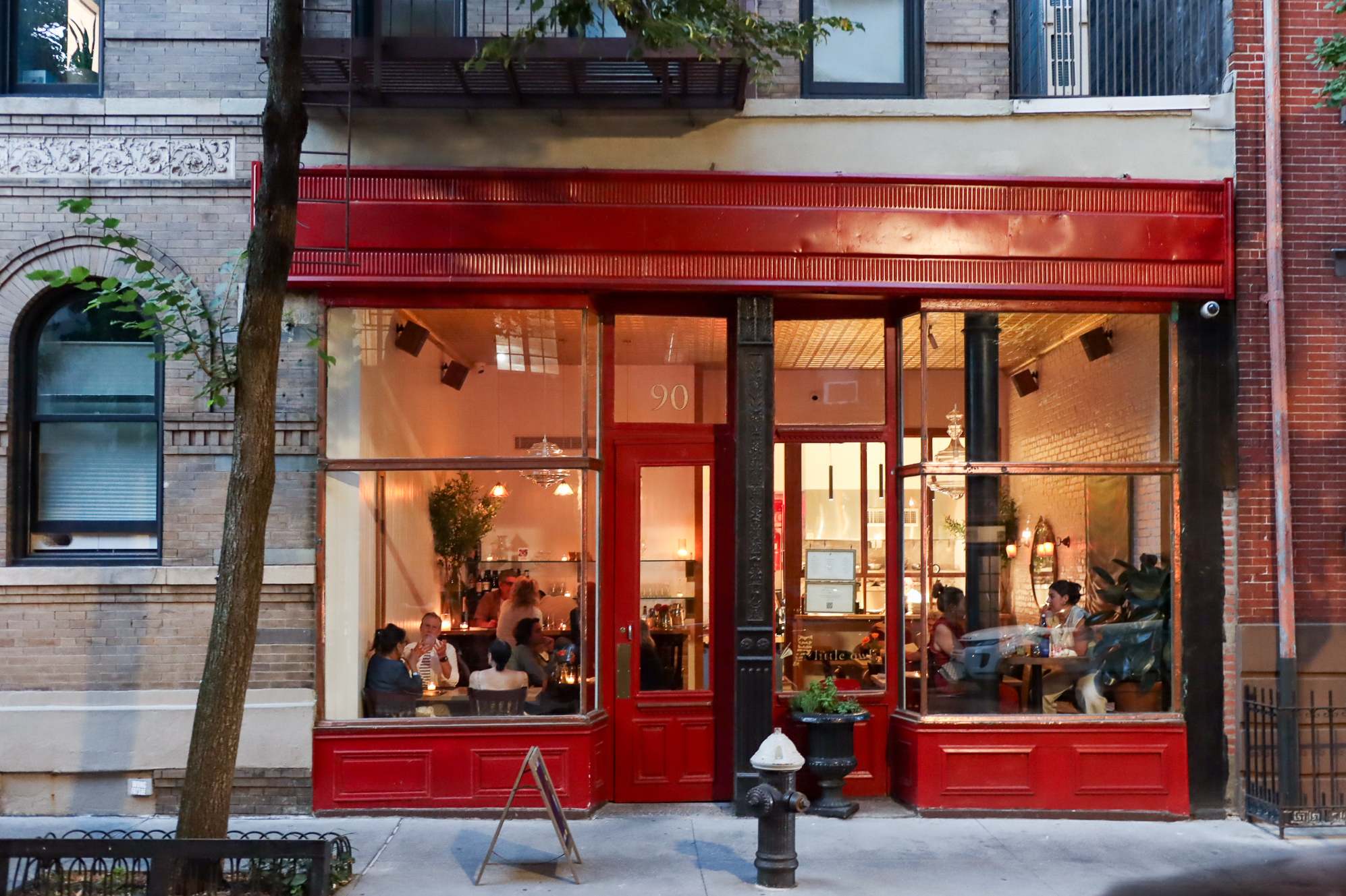 Exterior of The Little Owl restaurant in Greenwich Village, New York City.