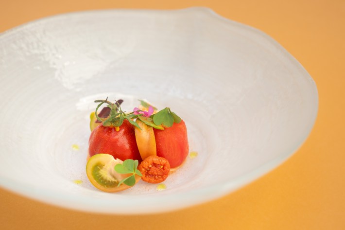 Assoluto di Pomodoro with Ricotta Vegana e Basilico at La Veranda.