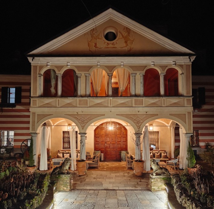 Exterior view of Club Carpeneto, a restored historic palazzo in Carpeneto, Piemonte.