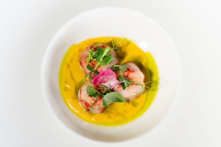 Elegant Sicilian-inspired dish served at Euphoria restaurant in Taormina.