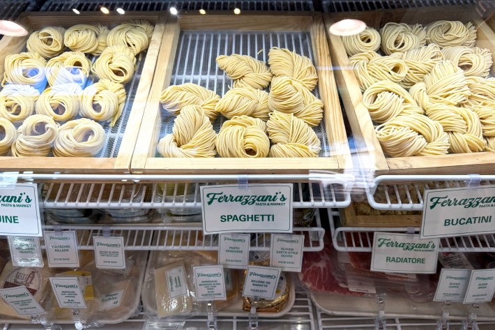 Ferrazzani’s pasta case is stocked fresh daily with handmade pasta, house-made sauces, and specialty condiments. Photo credit: Leah Ferrazzani.