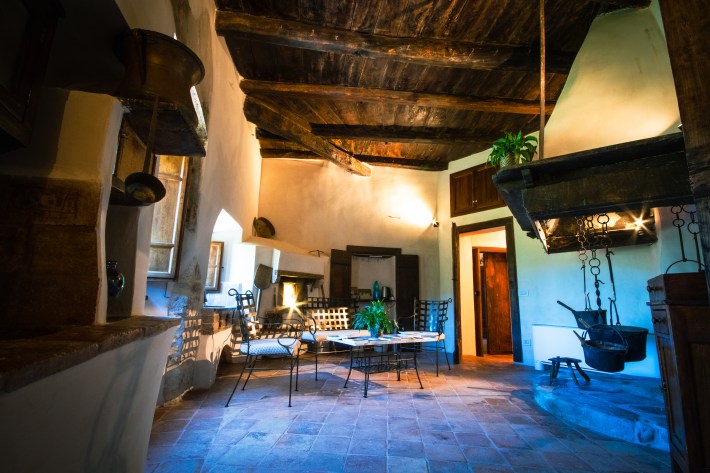 Historic interior of Castello di Luco in Le Marche, Italy.