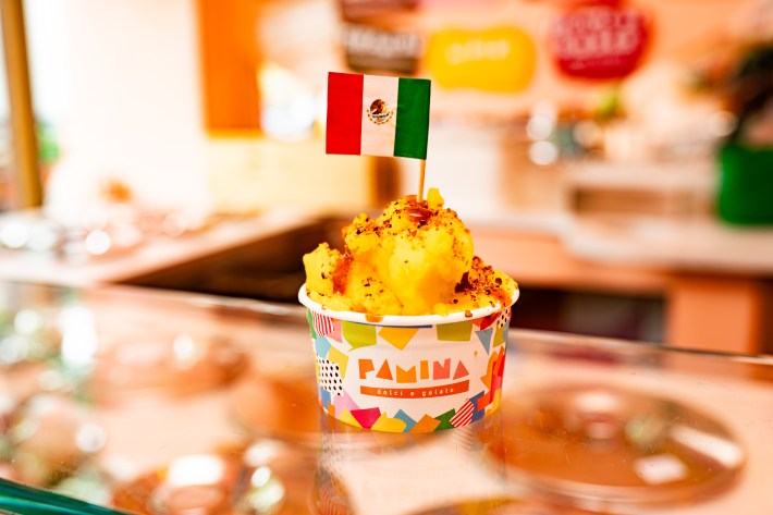 Mexico's Tropical Chili Lime sorbet combines mango, passion fruit, chamoy, and Tajín. Courtesy of Pamina.