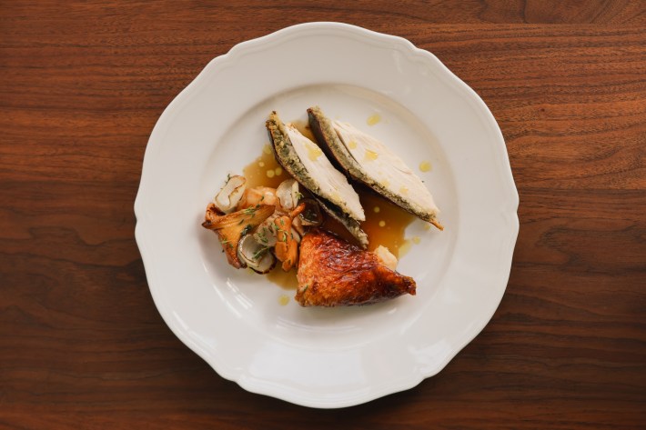 Roast chicken served at The Tasting Kitchen in Venice, California.