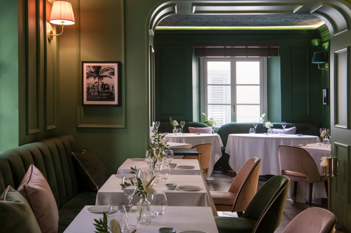Interior dining room at Luca's inside Hotel La Gemma.