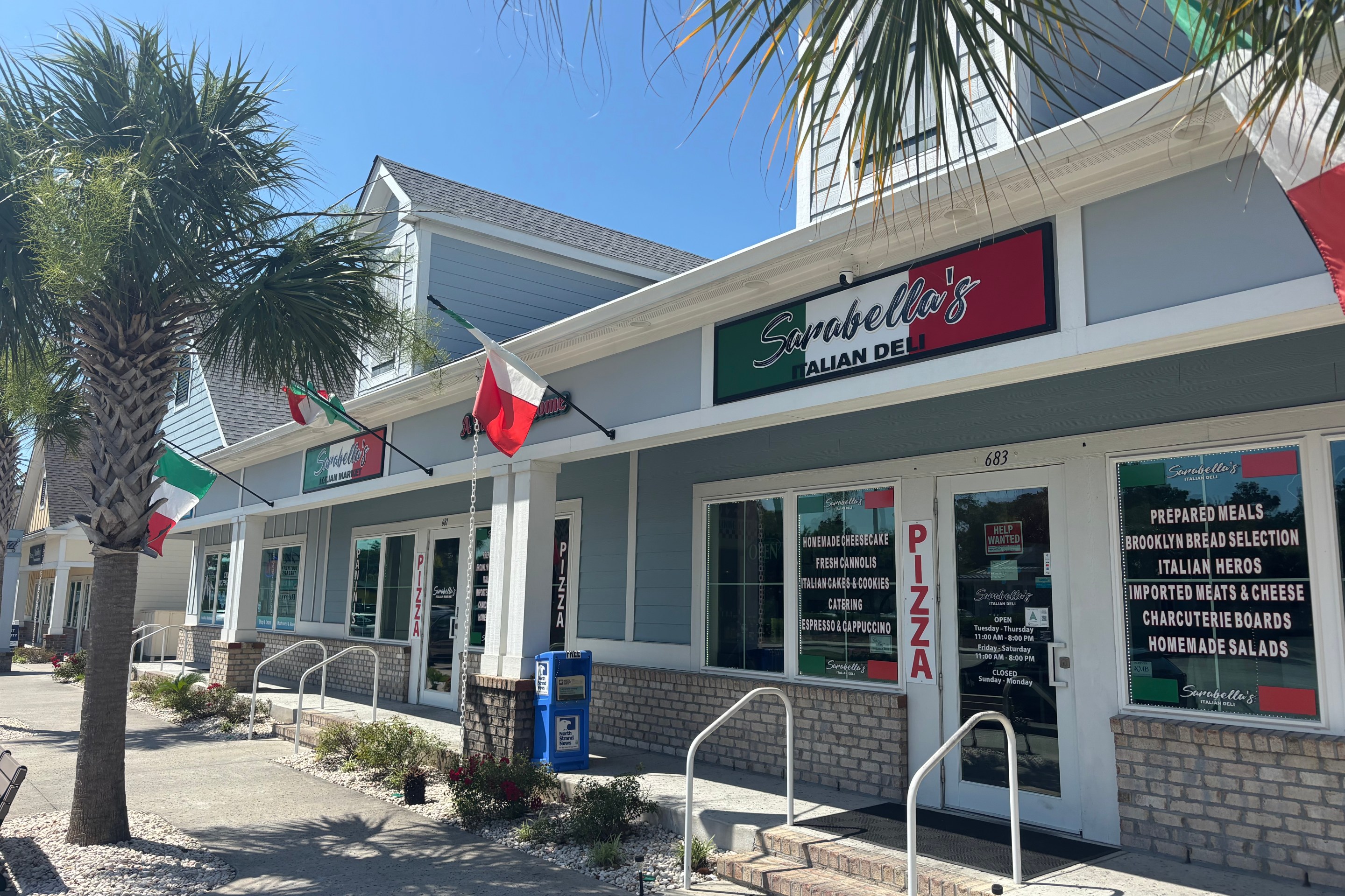 Exterior of Sarabella's Italian Deli & Pizzeria in North Myrtle Beach.