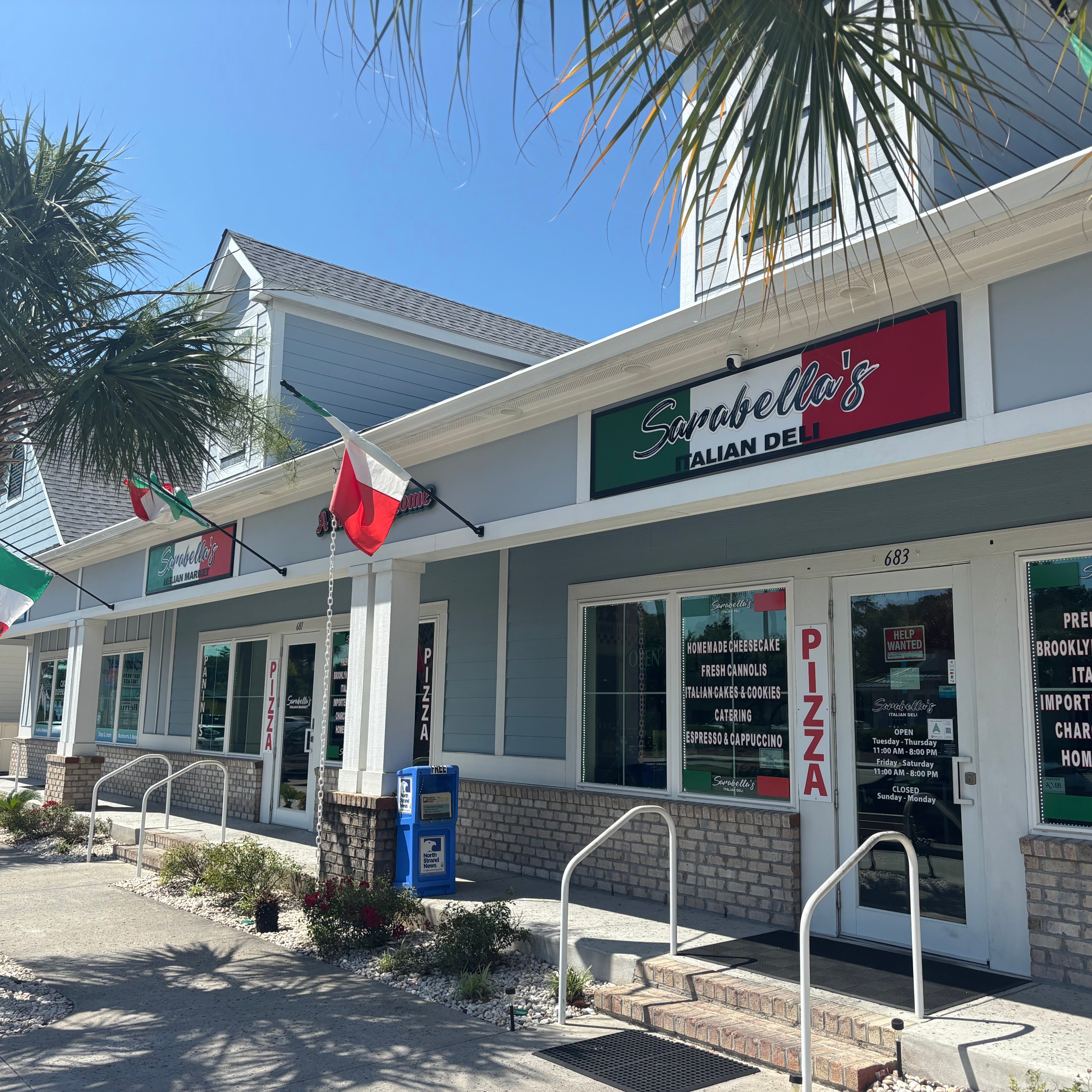 Exterior of Sarabella's Italian Deli & Pizzeria in North Myrtle Beach.