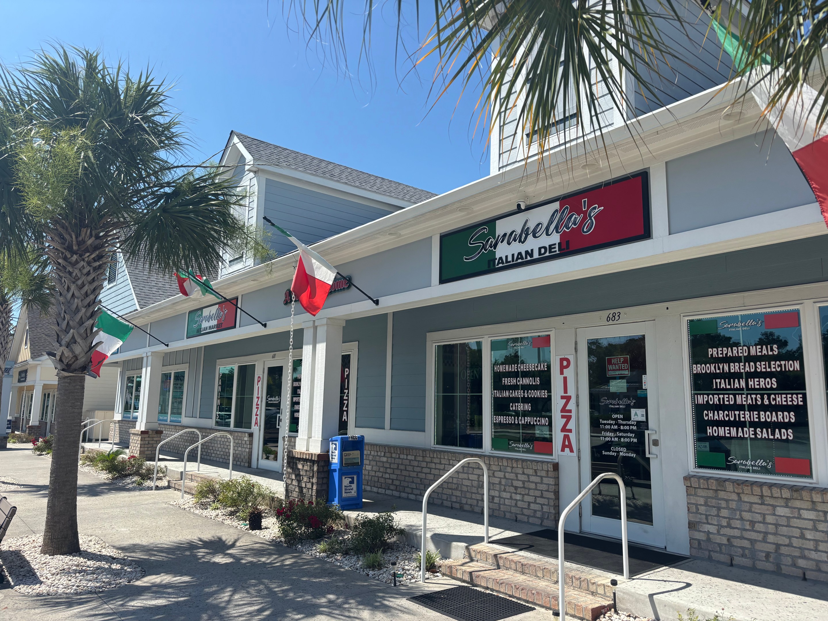 Exterior of Sarabella's Italian Deli & Pizzeria in North Myrtle Beach.