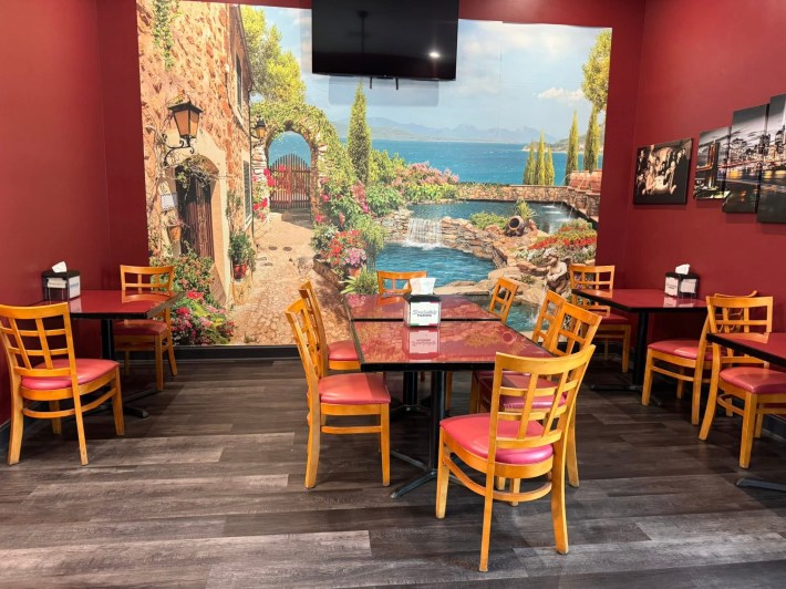 Dining room inside Sarabella's Italian Deli & Pizzeria.