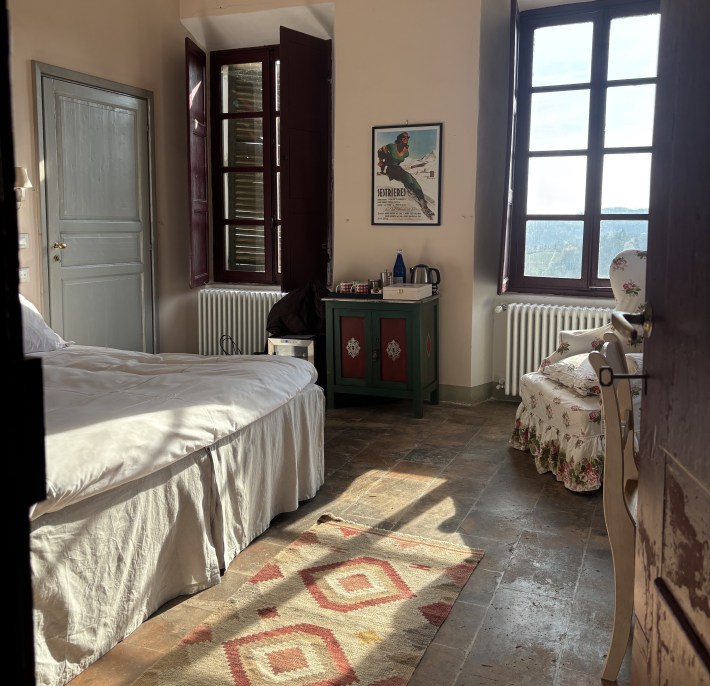 A guest room overlooking the Monferrato countryside. Credit: Beatrice Giacchero