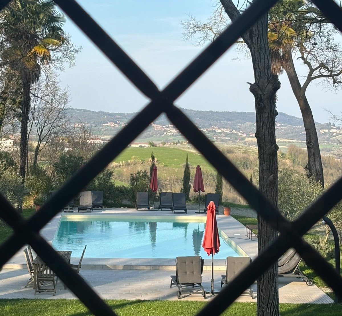 The pool with views across the Monferrato hills. Credit: Beatrice Giacchero