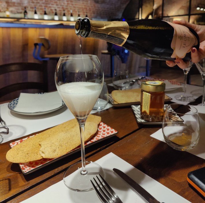 Sparkling wine in the historic wine cellar. Credit: Mita Guerra