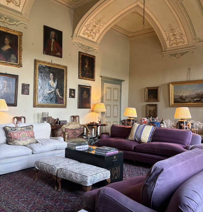 Inside the grand salon at Castello di Montalero. Credit: Beatrice Giacchero