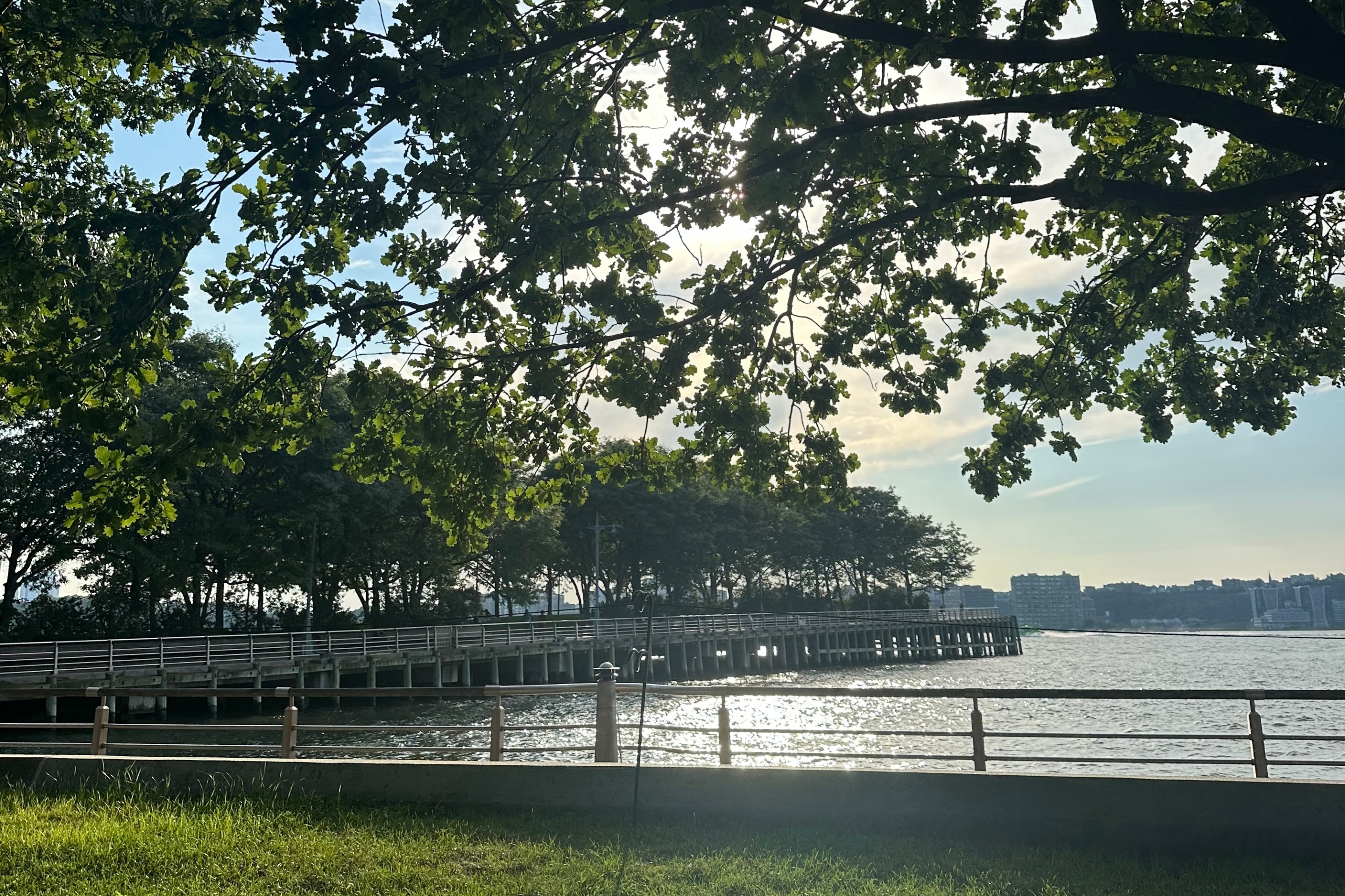 A quiet summer afternoon along the water in New York City.
