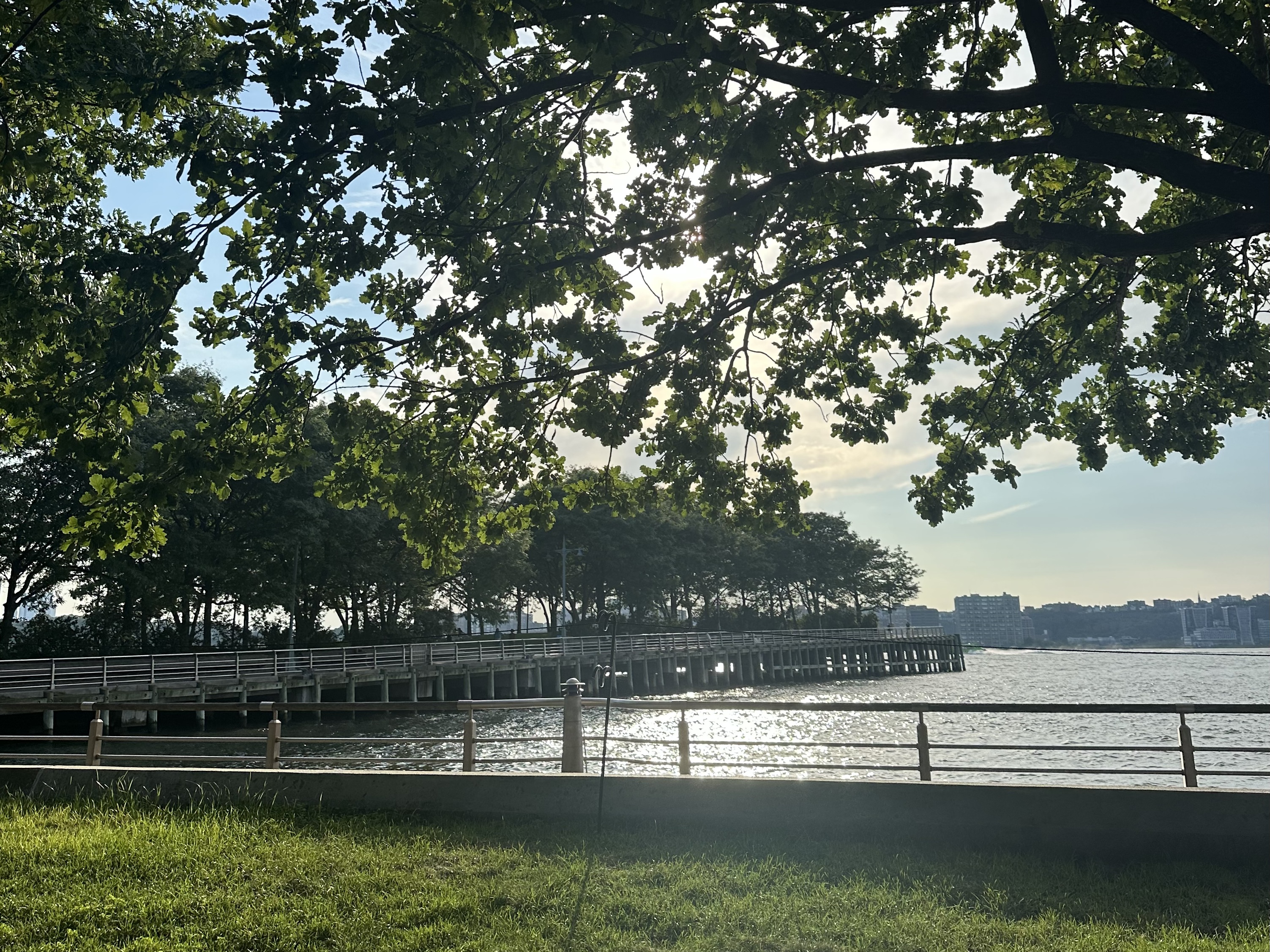 A quiet summer afternoon along the water in New York City.