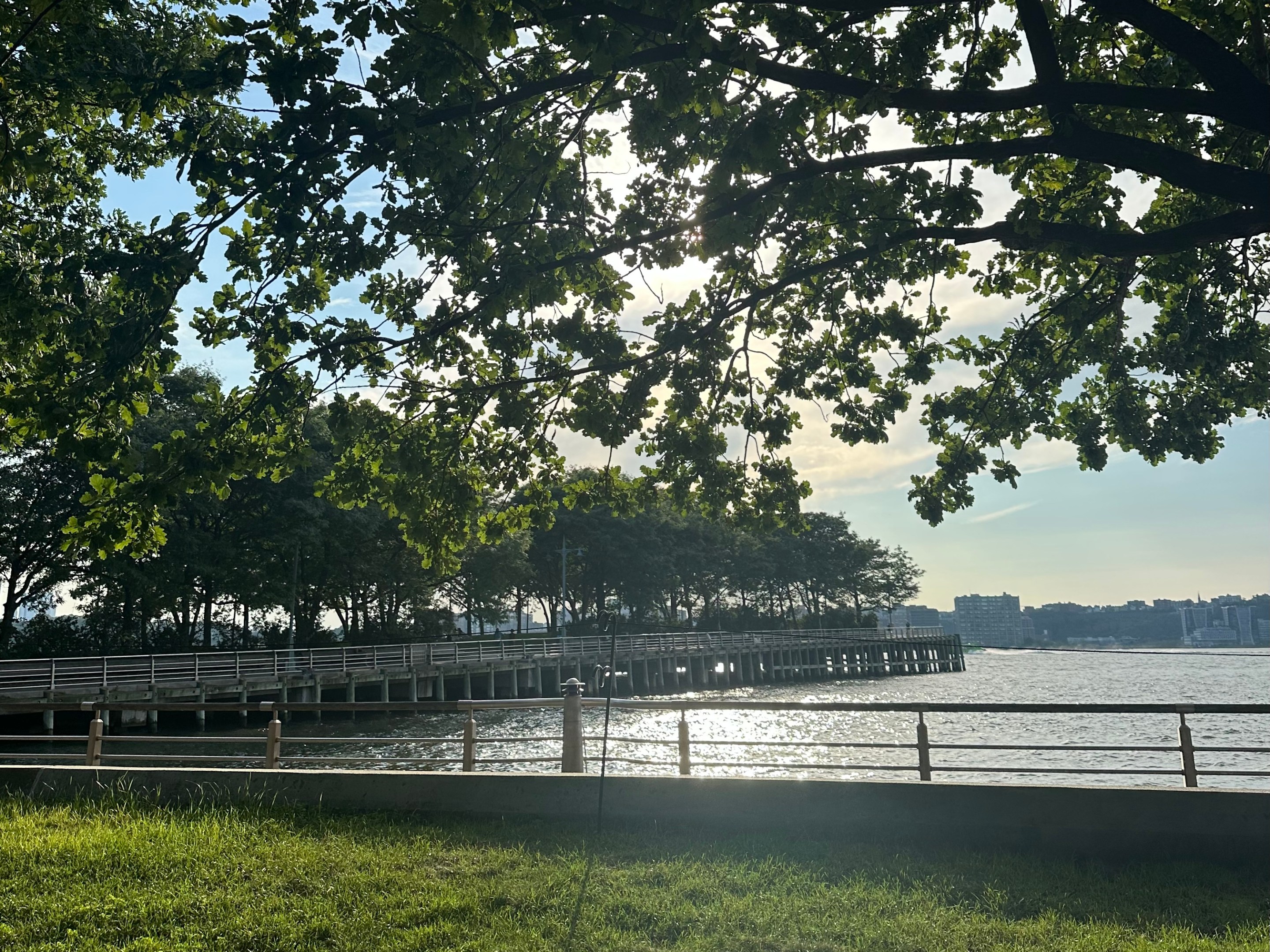 A quiet summer afternoon along the water in New York City.