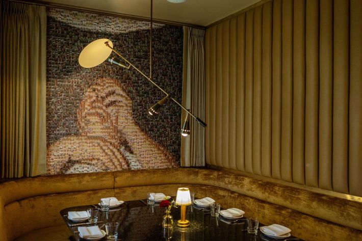 Private dining room with custom artwork at Jimmy's restaurant in Lodi.