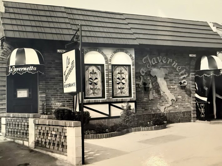 Historic exterior of La Tavernetta restaurant in Woodmere New York