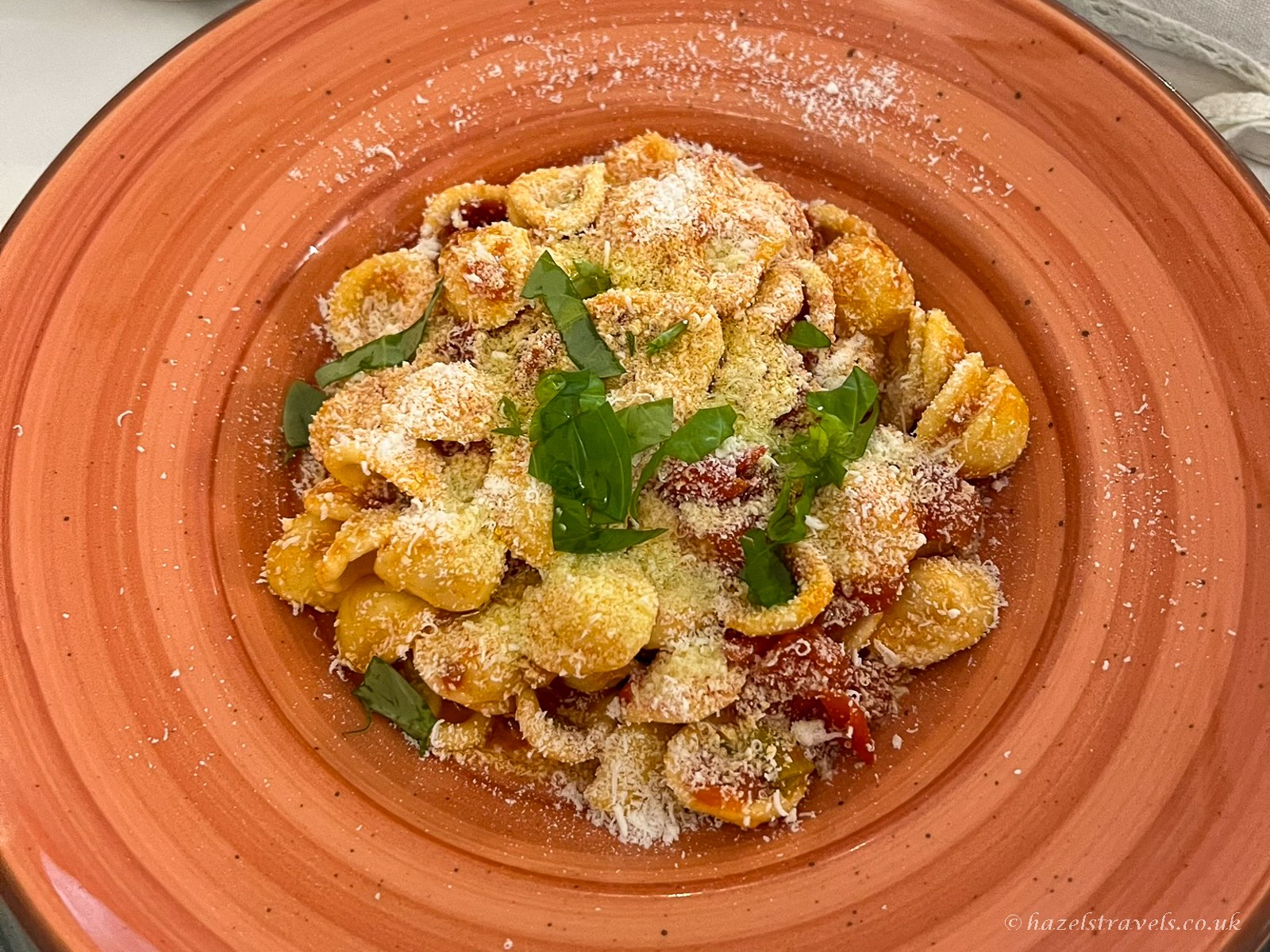 Tomato-based orecchiette at Ristorante L'Aratro in Alberobello. Photo © Hazel’s Travels