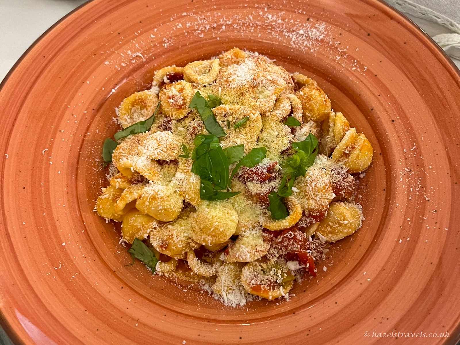 Tomato-based orecchiette at Ristorante L'Aratro in Alberobello. Photo © Hazel’s Travels