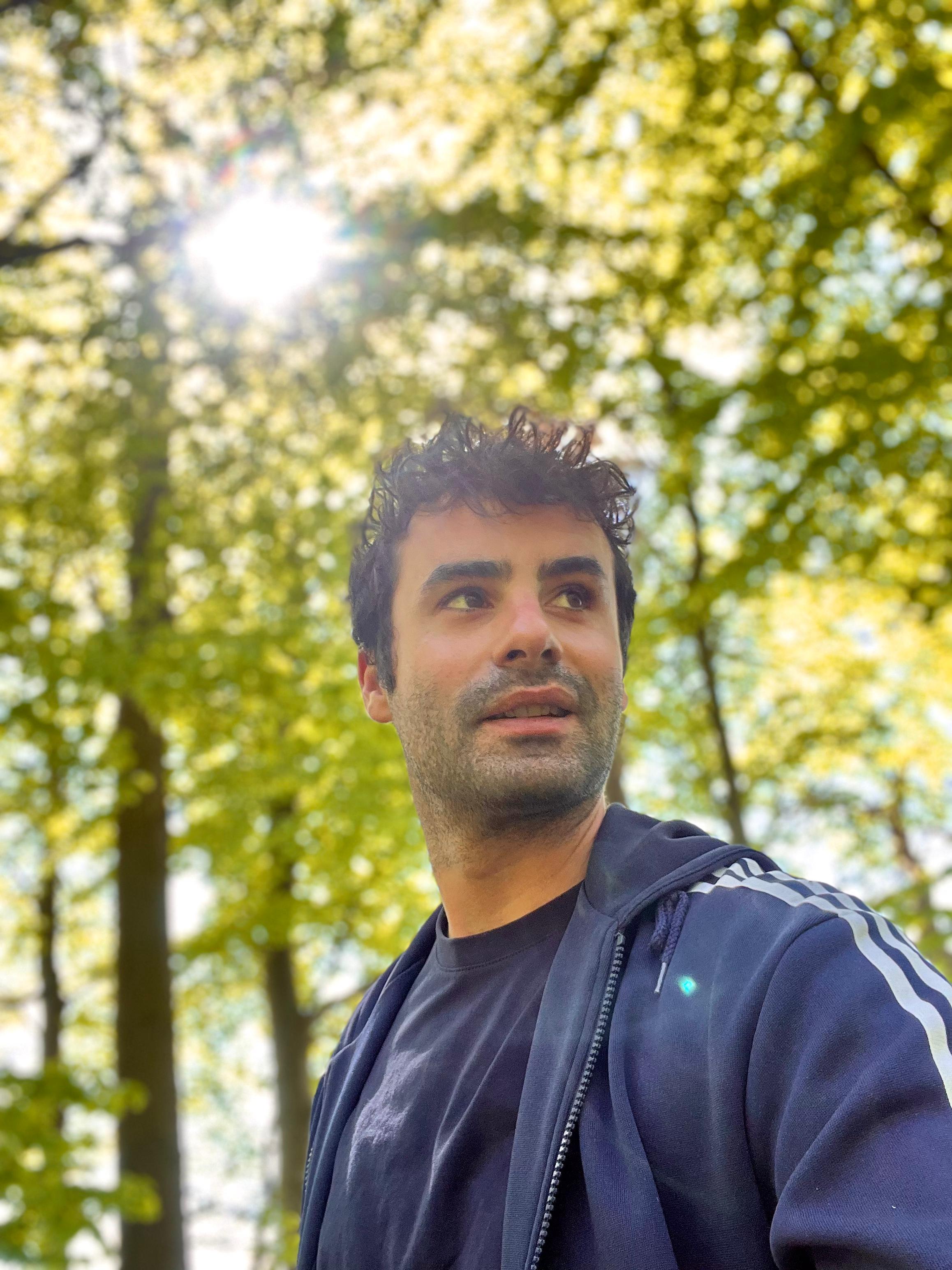 Writer and filmaker Ruggero Pini in the woods